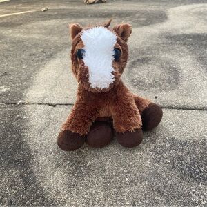 Brown and White Stuffed Horse Toy